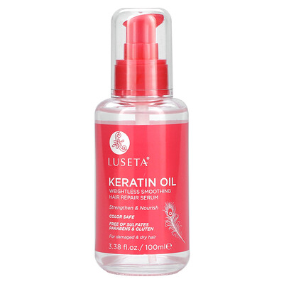 Luseta Beauty Keratin Oil, легкая разглаживающая сыворотка для восстановления волос, 100мл (3,38жидк.унции)