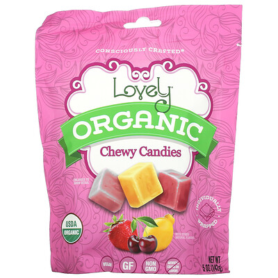Купить Lovely Candy Органические жевательные конфеты, фруктовое ассорти, 5 унций (142 г)