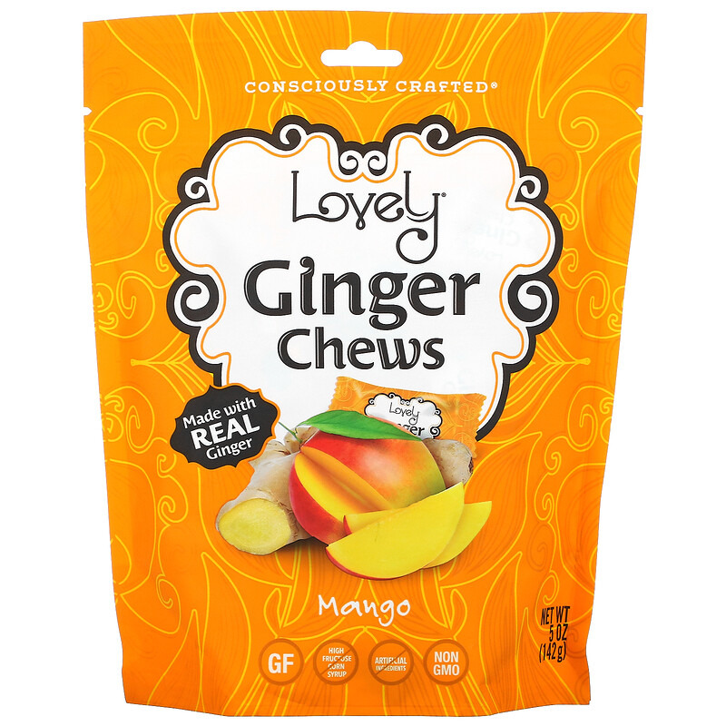Lovely Candy Ginger Chews Mango 5 Oz 142 G