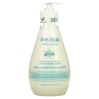 Live Clean, Savon liquide hydratant pour les mains, Eau douce, 17 fl oz (500 ml)