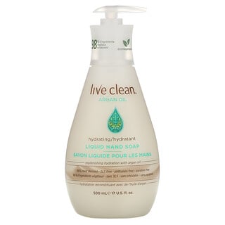 Live Clean, صابون سائل مرطب لليدين، بخلاصة زيت الأرجان، 17 أونصة سائلة (500 مل)