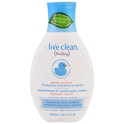 Купить Live Clean Для детей, мягкое увлажнение, шампунь и гель для душа без слез, 10 унций (300 мл)