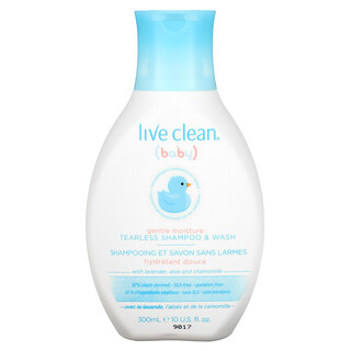 Live Clean, 아기, 젠틀 모이스처, 티어리스 샴푸 & 와시, 10 fl oz. (300 ml)