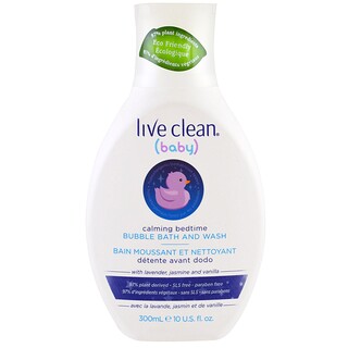 Live Clean, Baby, مهدئ وقت النوم، غسول وحمام الفقاعات للأطفال، 10 أوقية سائلة (300 مل)