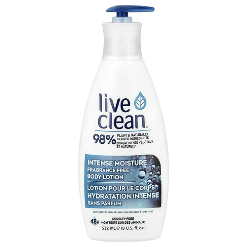 Live Clean, Intense Moisture Body Lotion, feuchtigkeitsspendende Körperlotion, ohne Duftstoffe, 532 ml (18 fl. oz.)