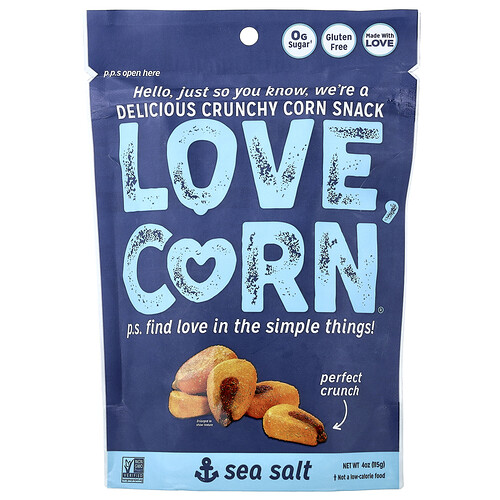 Love Corn Delicious Crunchy Corn, Sea Salt, 4 oz (115 g)