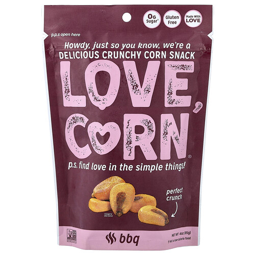 Love Corn Delicious Crunchy Corn, BBQ, 4 oz (115 g)