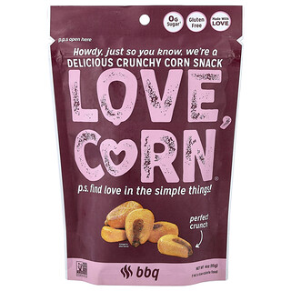 Love Corn, Heerlijke knapperige maïs, BBQ-smaak, 115 g