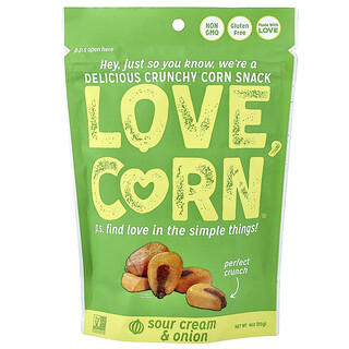 Love Corn, Heerlijke knapperige maïs, zure room en ui, 115 g