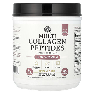 Left Coast Performance, Multi Collagen Peptides For Women, Unflavored, 1 lb (454 g)