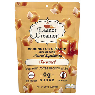 Leaner Creamer‏, مبيض القهوة بزيت جوز الهند ، الكراميل ، 9.87 أونصة (280 جم)