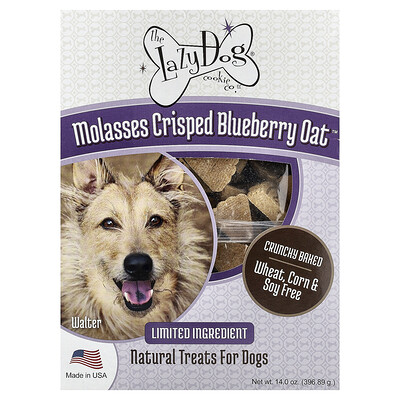 Product Image for Lazy Dog Cookie, Natural Treats For Dogs, Molasses Crisped Blueberry Oat , 14 oz (396.89 g)
