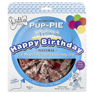 Lazy Dog Cookie, Pup-Pie®, Köpekler İçin Ödül Yemeği, Mutlu Doğum Günü, Yakışıklı Erkek, 142 g (5 oz)
