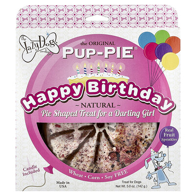 Product Image for Lazy Dog Cookie, Pup-Pie , Treat For Dogs, Happy Birthday For A Darling Girl, 5 oz (142 g)