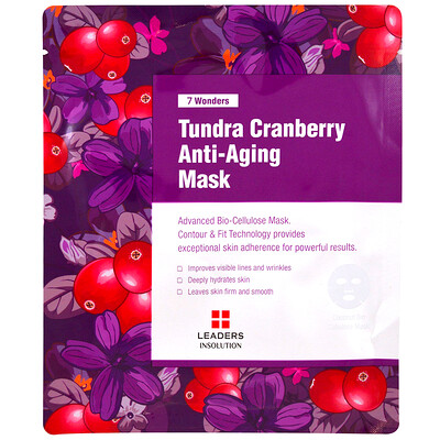 Leaders 7 Wonders, Tundra Cranberry Anti-Aging Mask, 1 Sheet, 1.01 fl oz (30 ml)