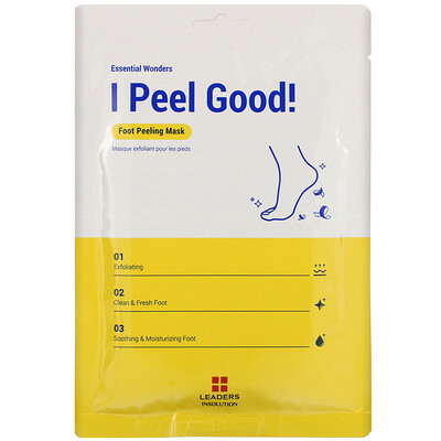 Leaders Essential Wonders, I Peel Good! Foot Peeling Mask, 2 Socks, 1.35 fl oz (40 ml)