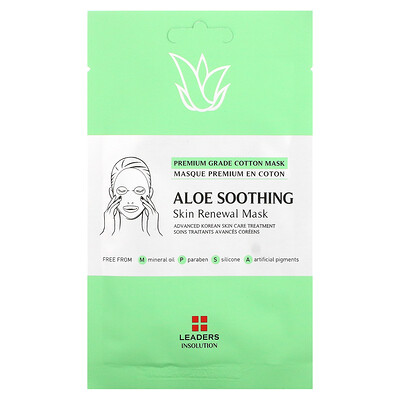 Leaders, Aloe Soothing Skin Renewal Beauty Mask, 1 Sheet, 0.84 fl oz (25 ml)