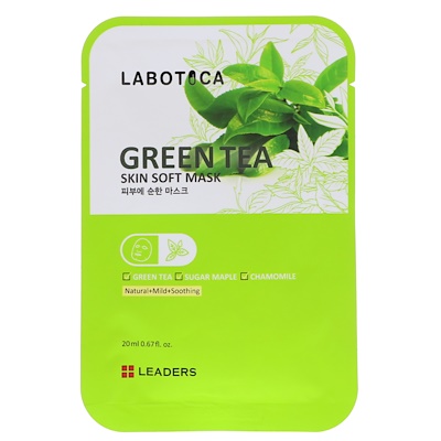 Leaders Labotica,綠茶柔膚面膜,1 片,20 毫升