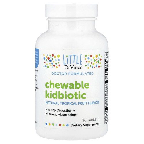 Little DaVinci, Chewable Kidbiotic, probiotische Kautabletten, tropische Früchte, 90 Tabletten