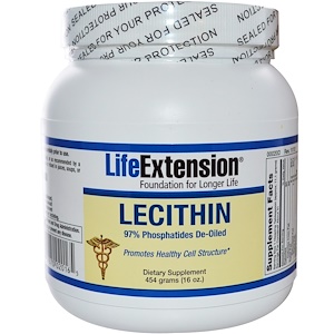 Life Extension, Лецитин, 16 унций (454 г) инструкция, применение, состав, противопоказания