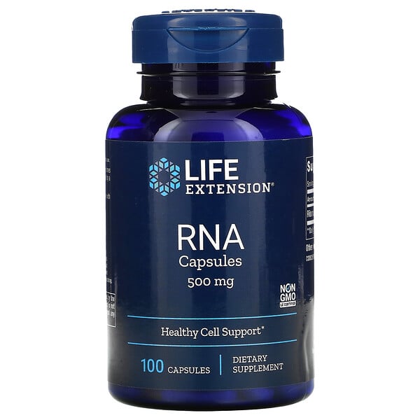 Life Extension, РНК в капсулах, 500 мг, 100 капсул