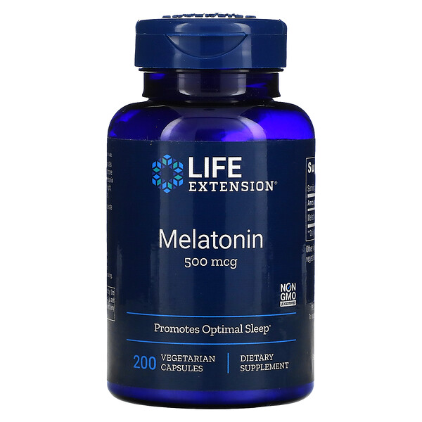 Мелатонин, 500 мкг, 200 вегетарианских капсул
