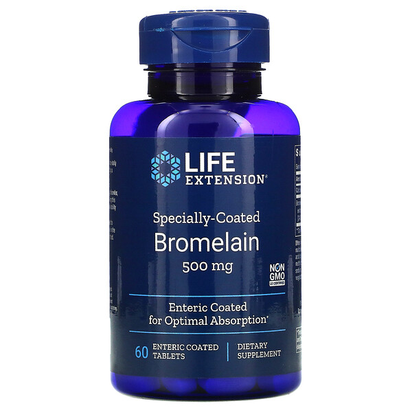 Life Extension‏, Specially-Coated Bromelain, 500 mg, 60 Enteric Coated Tablets
