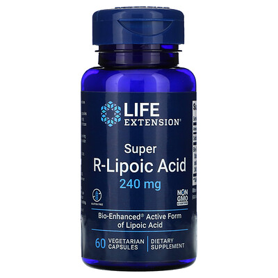 Life Extension супер R-липоевая кислота, 240 мг, 60 вегетарианских капсул