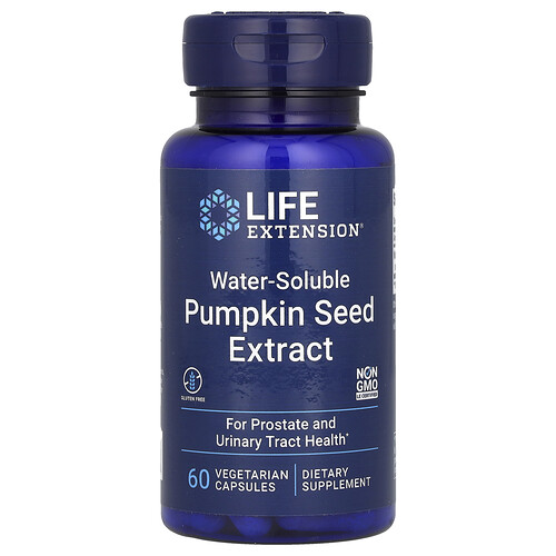 Life Extension Water-Soluble Pumpkin Seed Extract, 60 Vegetarian Capsules (262 mg per Capsule)