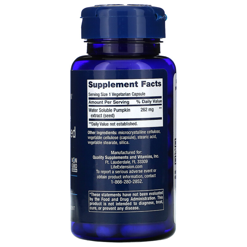 Life Extension, WaterSoluble Pumpkin Seed Extract, 60 Vegetarian Capsules