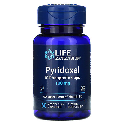 Life Extension пиридоксаль 5'-фосфат в капсулах, 100 мг, 60 вегетарианских капсул