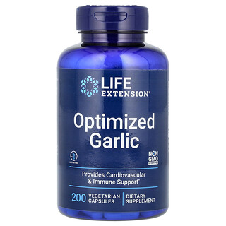 Life Extension, Оптимизиран чесън, 200 вегетариански капсули (600 mg на капсула)