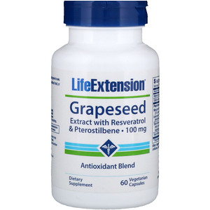 Отзывы о Лайф Экстэншн, Grapeseed Extract, with Resveratrol & Pterostilbene, 100 mg, 60 Vegetarian Capsules