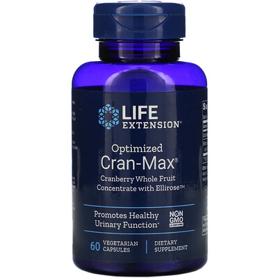 

Life Extension Optimized Cran-Max, концентрат из цельных ягод клюквы с Ellirose, 60 вегетарианских капсул