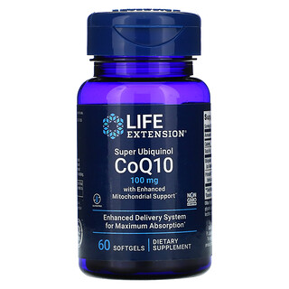 Life Extension, Enhanced Mitochondrial Support（エンハンスト ミトコンドリア サポート）配合スーパーユビキノールCoQ10、100mg、ソフトジェル60粒