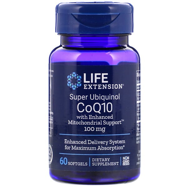 Life Extension, Super Ubiquinol CoQ10 with Enhanced Mitochondrial Support, 100 mg, 60 Softgels