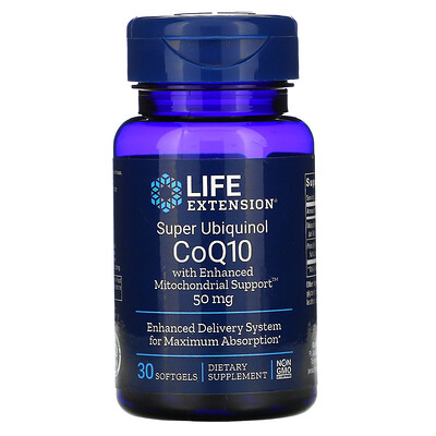 Life Extension Super Ubiquinol CoQ10 with Enhanced Mitochondrial Support, 50 мг, 30 капсул