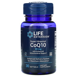 Life Extension, суперубихинол коэнзим Q10 с улучшенной поддержкой митохондрий, 50 мг, 30 капсул