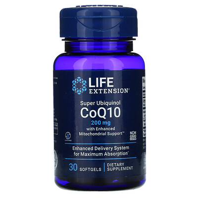 Life Extension Super Ubiquinol CoQ10 с улучшенной поддержкой митохондрий, 200 мг, 30 гелевых капсул