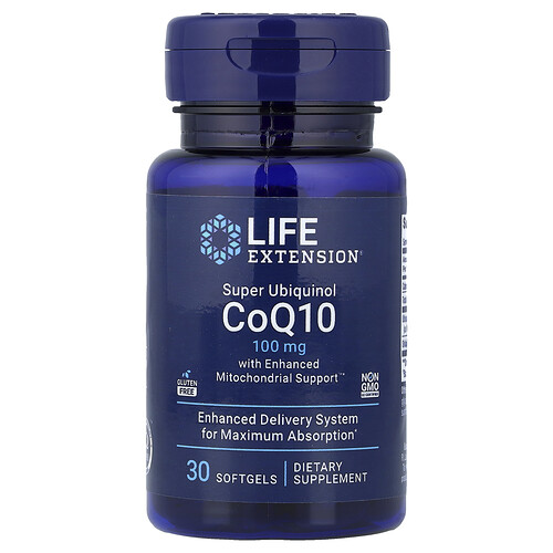 Life Extension, Super Ubiquinol CoQ10 with Enhanced Mitochondrial Support, Ubichinol CoQ10 mit verbesserter Unterstützung der Mitochondrien, 30 Weichkapseln