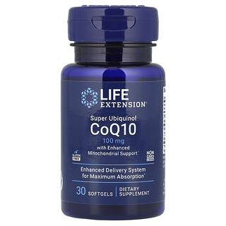 Life Extension, Super Ubiquinol CoQ10 com Suporte Mitocondrial Aprimorado, 100 mg, 30 Cápsulas Softgel