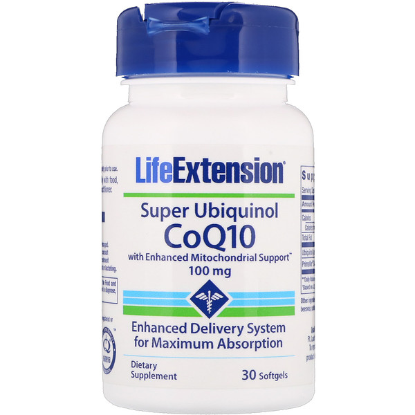 Life Extension, Super Ubiquinol CoQ10 mit verbesserter mitochondrialer Unterstützung, 100 mg, 30 Weichkapseln