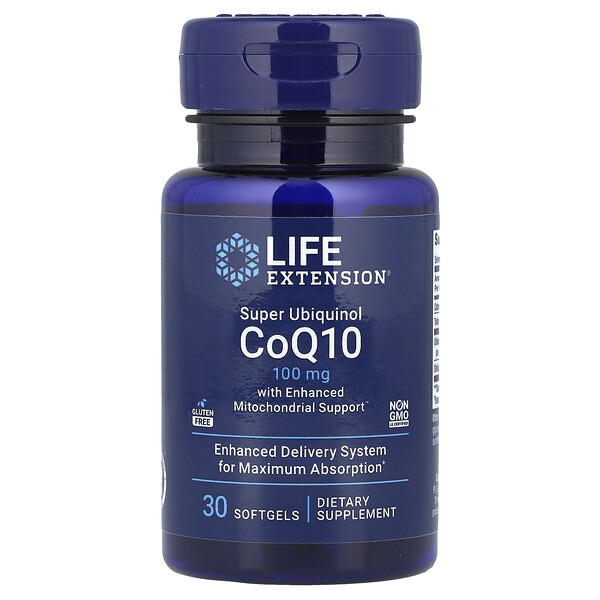 Life Extension Super Ubiquinol CoQ10 with Enhanced Mitochondrial Support, 100 mg, 30 Softgels