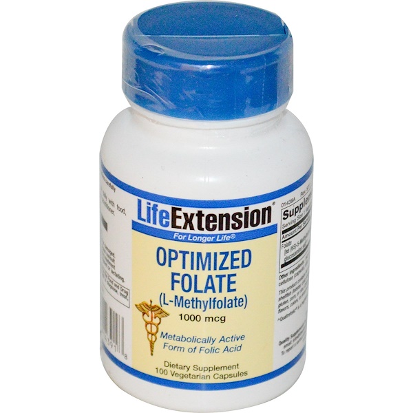 Life Extension, Optimized Folate (l-methylfolate), 1000 Mcg, 100 Veggie 