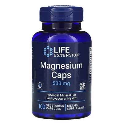 Life Extension магний в капсулах, 500 мг, 100 вегетарианских капсул