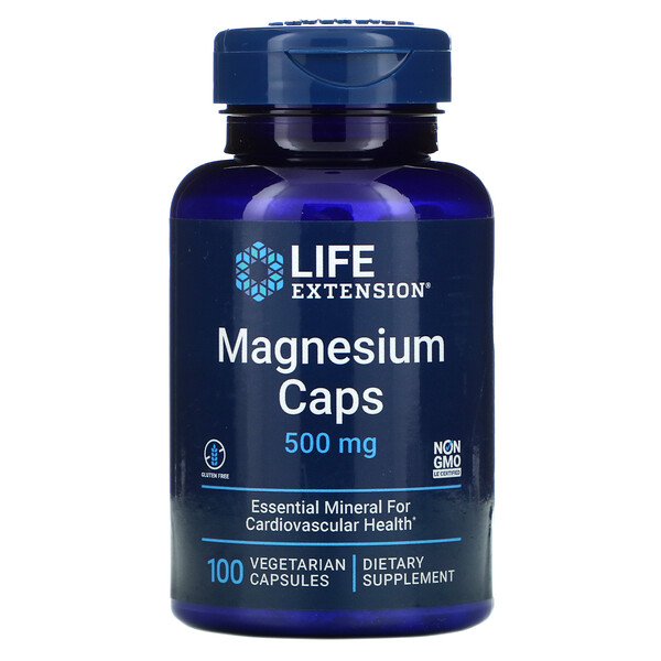 Life Extension, Magnesium Caps, Magnesium, 500 mg, 100 pflanzliche Kapseln