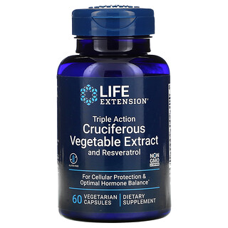Life Extension, مستخلص الخضروات الصليبية ثلاثي المفعول مع ريسفيراترول، 60 كبسولة نباتية