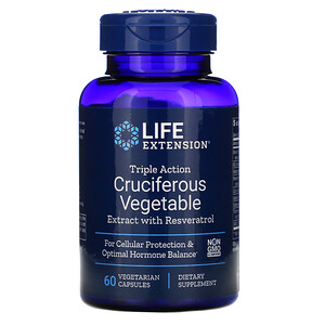 Лайф Экстэншн, Triple Action Cruciferous Vegetable Extract with Resveratrol, 60 Vegetarian Capsules отзывы покупателей