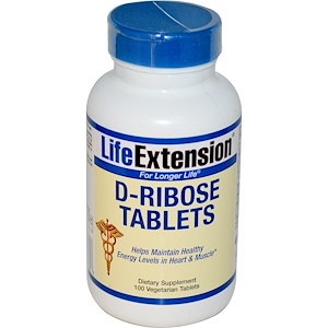 Life Extension, Таблетки D-рибозы таблетки, 100 вегетарианских таблеток