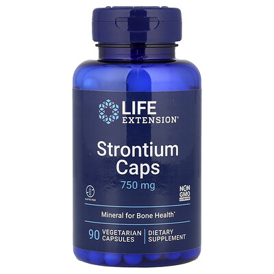 Life Extension, Estroncio en cápsulas, 750 mg, 90 cápsulas vegetales (250 mg por cápsula)